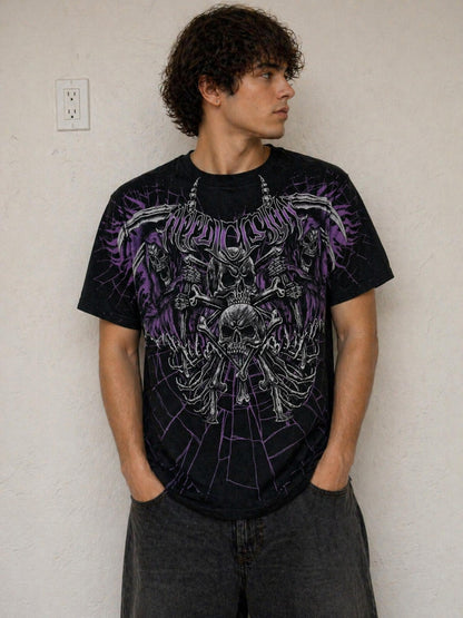 Affliction Grim Reaper skull t shirt 2xl black purple gothic