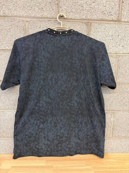 Rebel Vengeance Eye Cross Studded Tee Black Acid Wash 3X NWT