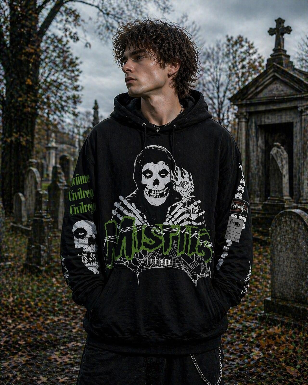 Civil Regime x Misfits Beware Regime Graphic Hoodie Black L