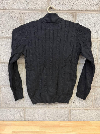 Y2k Polo Ralph Lauren cable knit quarter zip sweater black S