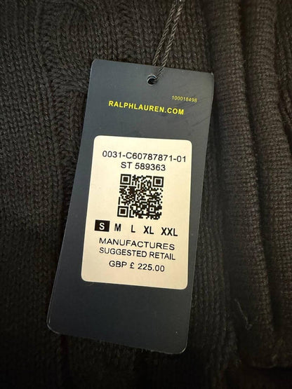 Y2k Polo Ralph Lauren cable knit quarter zip sweater black S