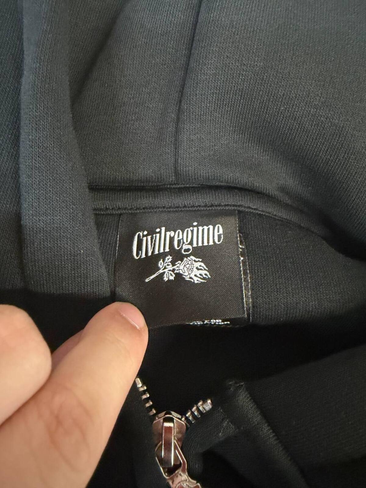 Civil Regime Rhinestone Flame Zip Hoodie XL Black Streetwear