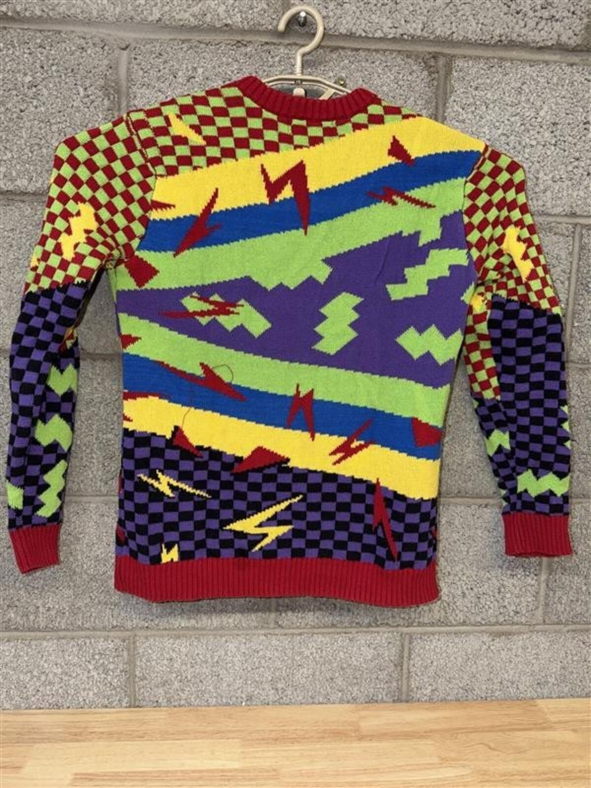 Retro Neon Alpaca Llama Knit Sweater Small 3 Degrees 80s 90s