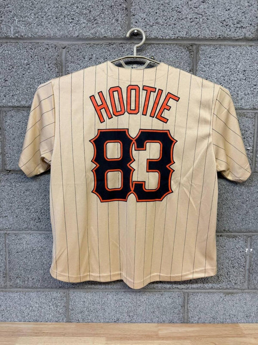 2010s Hooters Owl Baseball Jersey Tan Pinstripe Large Y2K