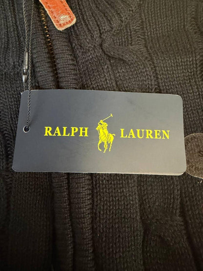 Y2k Polo Ralph Lauren cable knit quarter zip sweater black S