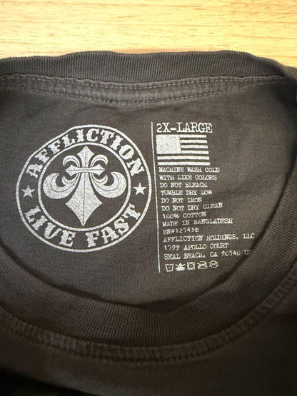 2010s Affliction Skull Rose Tee XL Biker Grunge Streetwear