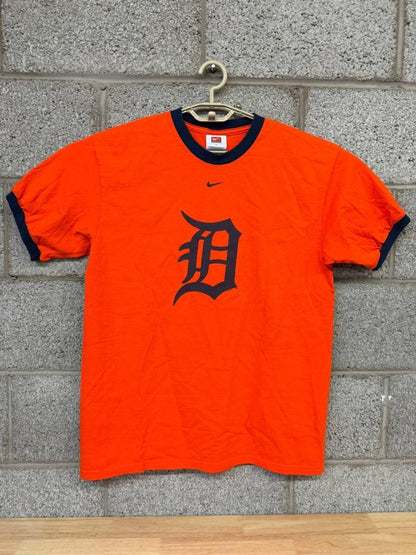 Y2K 2000s Nike Team Detroit Tigers Orange Ringer T-Shirt