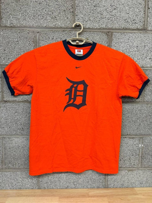 Y2K 2000s Nike Team Detroit Tigers Orange Ringer T-Shirt