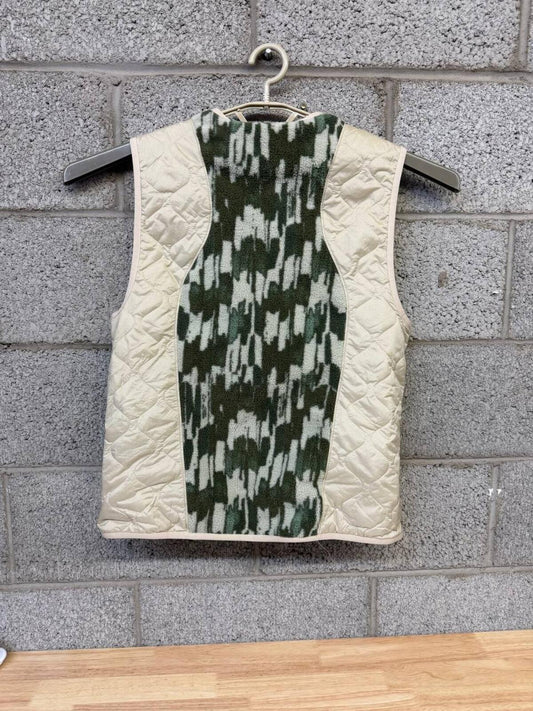 Puma Market Quilted Fleece Vest Small Green Cream Streetwear