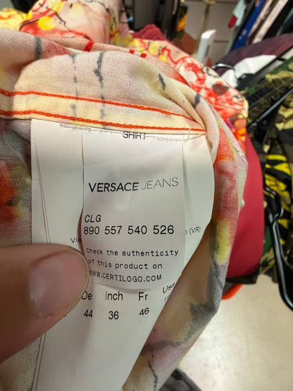 2020 Versace Jeans Marble Print Button Up Shirt Medium