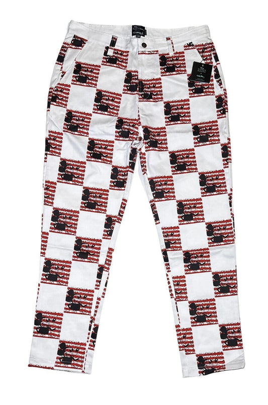 Mickey Mouse Checkered Pants Size 36 White Red Streetwear