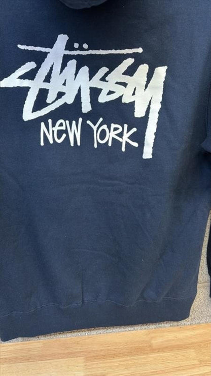 Stüssy NY Hoodie XL Navy Pullover Streetwear Sweatshirt