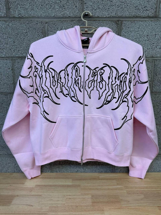 Civil Regime Pink Full Zip Hoodie Streetwear Graphic XXL