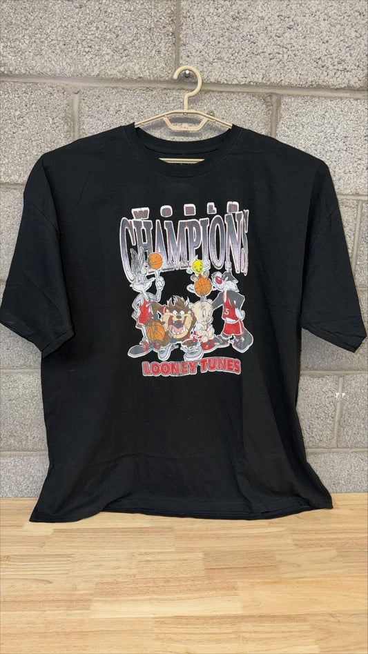Looney Tunes World Champions Basketball Graphic T Shirt Blk