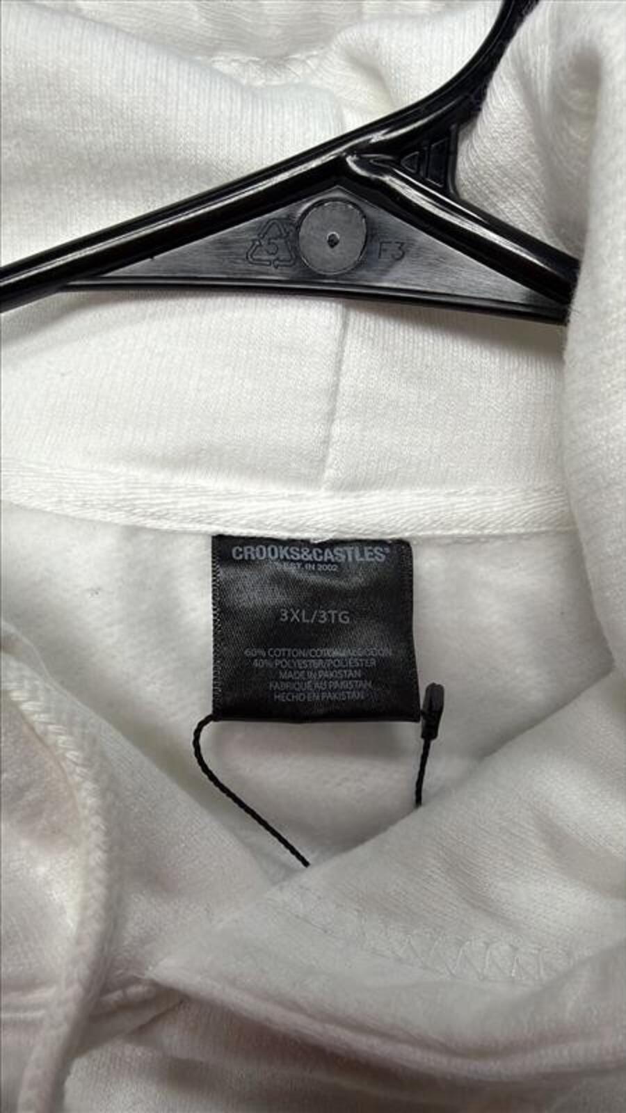 2020s Crooks & Castles Logo Hoodie White Pullover Size 3XL