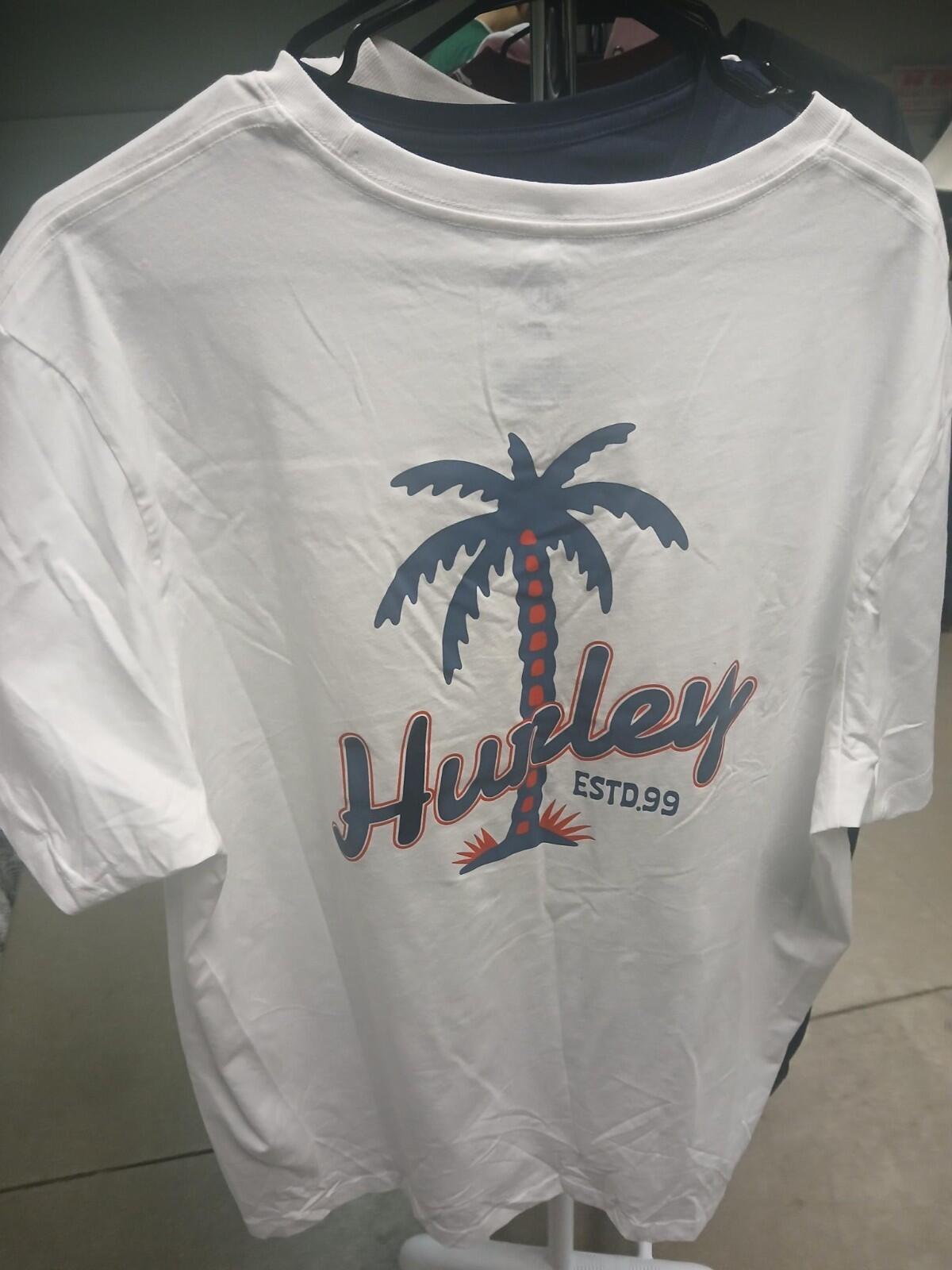 Hurley Palm T-Shirt XXL White Beach Surf Casual Streetwear