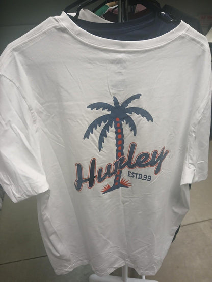 Hurley Palm T-Shirt XXL White Beach Surf Casual Streetwear